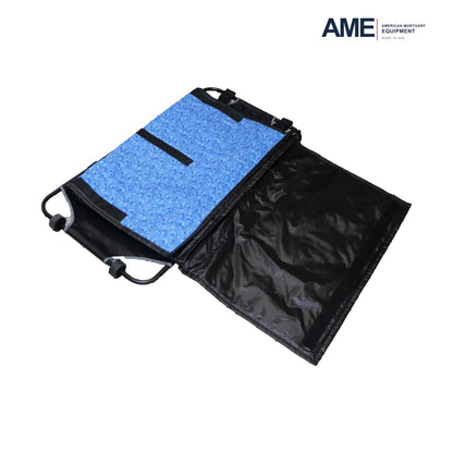 Blue Paw Print Pet Stretcher Wrap in use