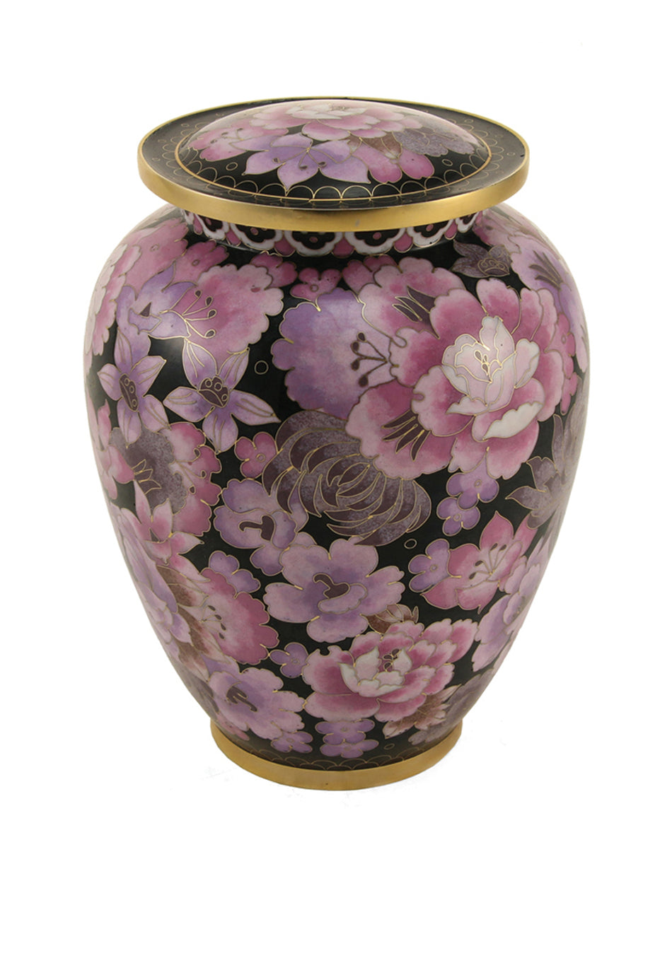 Blush Peony Cloisonné Full Size Cremation Urn, Full Size (Adult), 9.2 x 6.8 x 6.8 in
