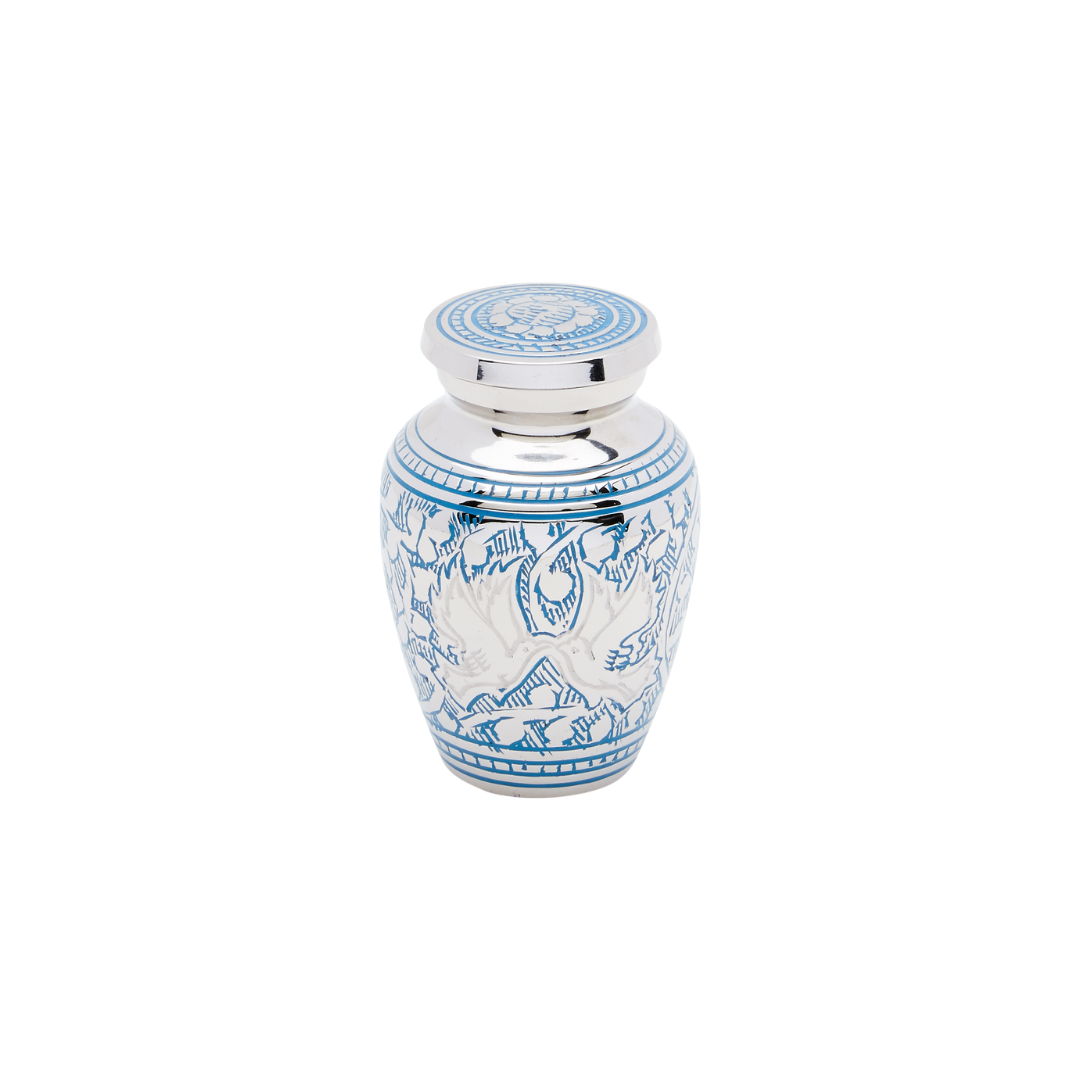Blue Loving Doves Brass Keepsake Urn — ISU-RJ-0070