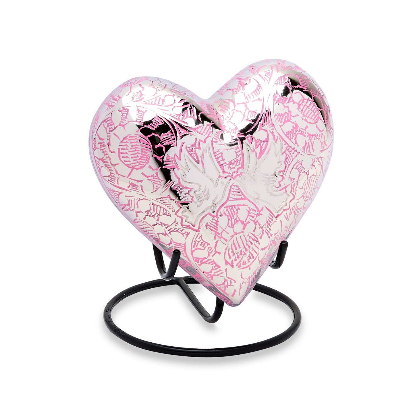Pink Loving Doves Brass Heart Keepsake — ISU-RJ-0081