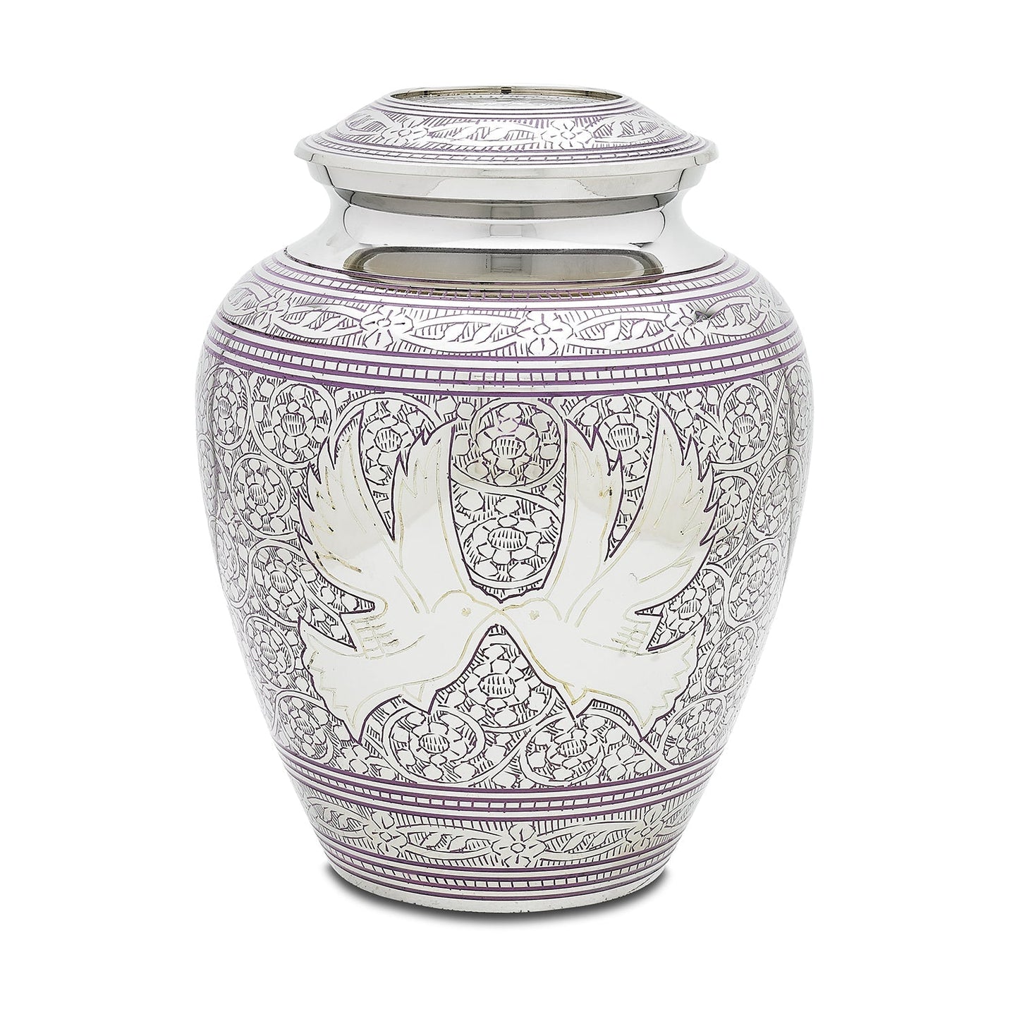 Purple Loving Doves Brass Urn — ISU-RJ-0083