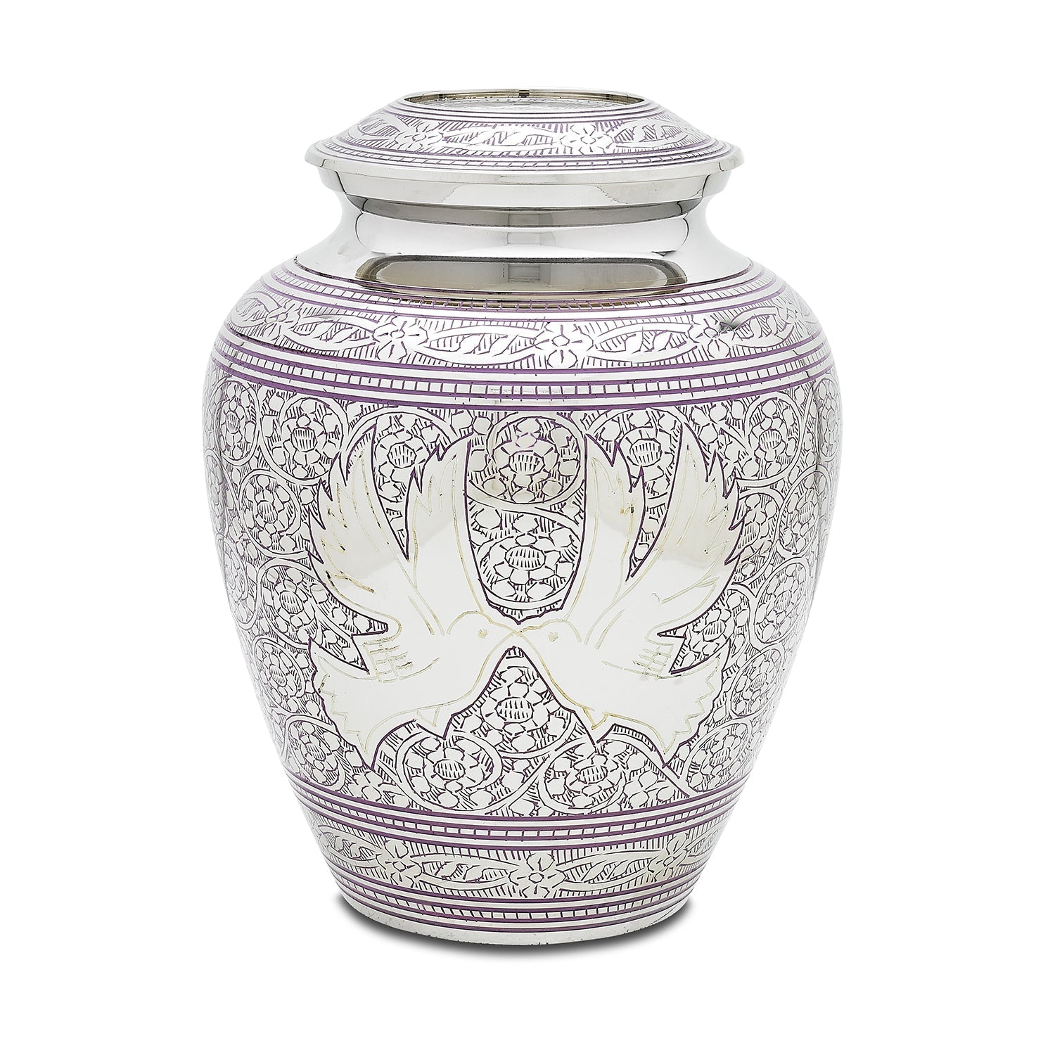 Purple Loving Doves Brass Urn — ISU-RJ-0083