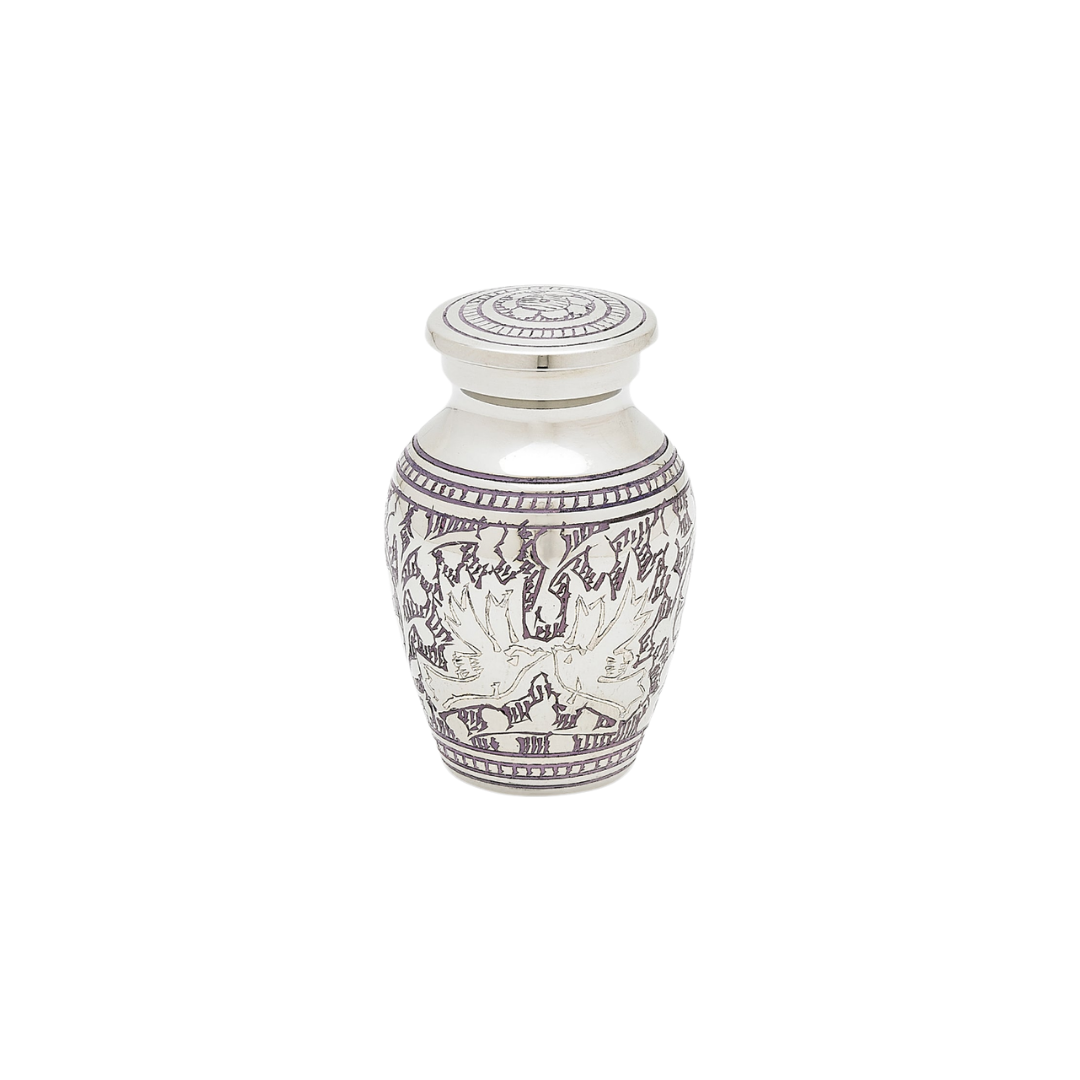 Purple Loving Doves Brass Keepsake Urn — ISU-RJ-0085