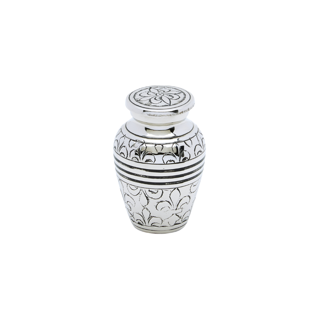 Silver Fleur De Lis Brass Keepsake Urn — ISU-RJ-0088
