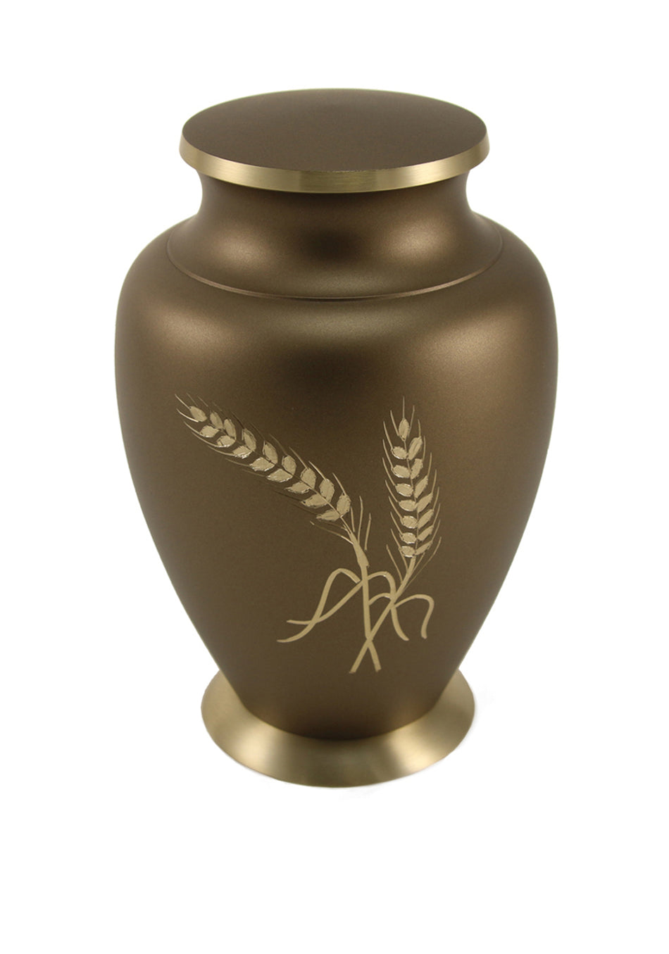 Bronze Wheat Brass Full Size Cremation Urn, Full Size (Adult), 10 x 6.6 x 6.6 in
