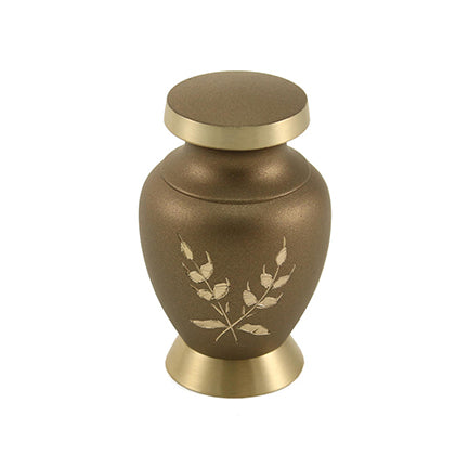 Bronze Wheat Brass Mini Keepsake Urn, Mini Keepsake, 2.9 x 1.9 x 1.9 in