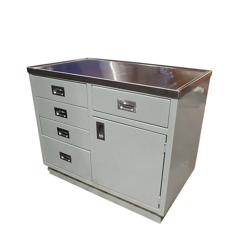 A CLOSE-UP VIEW OF THE 1400-EVT'S MODULAR STORAGE, SHOWCASING ITS CUSTOM CABINET AND DRAWER CONFIGURATIONS.