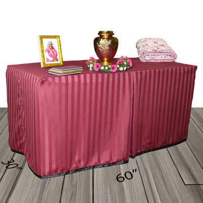 Burgundy Satin Stripe Presentation Table - Plus