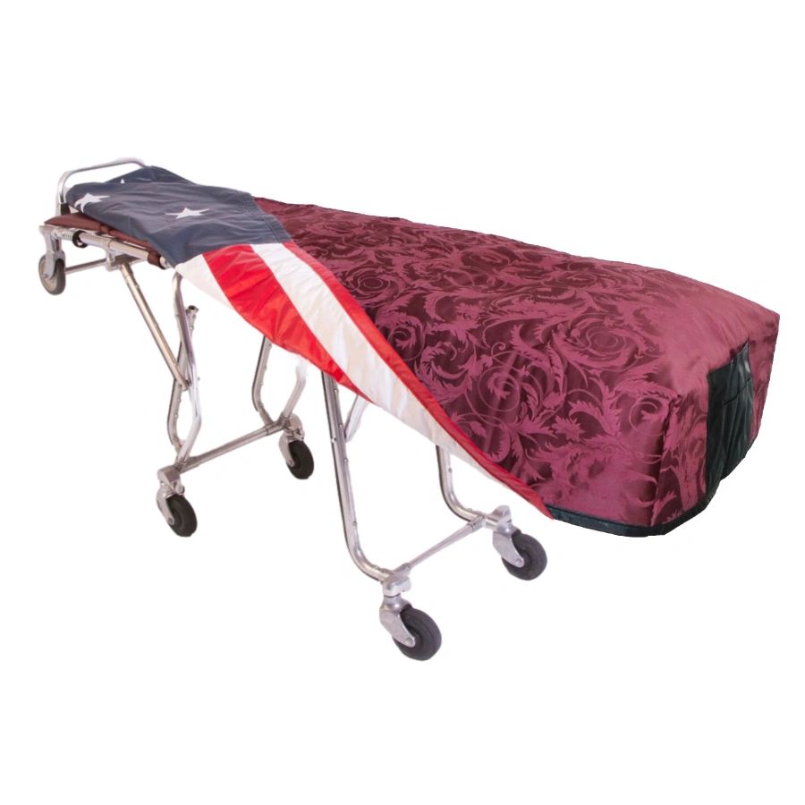Burgundy Scroll Cot Cover - Standard, Patriot Reversible Lining