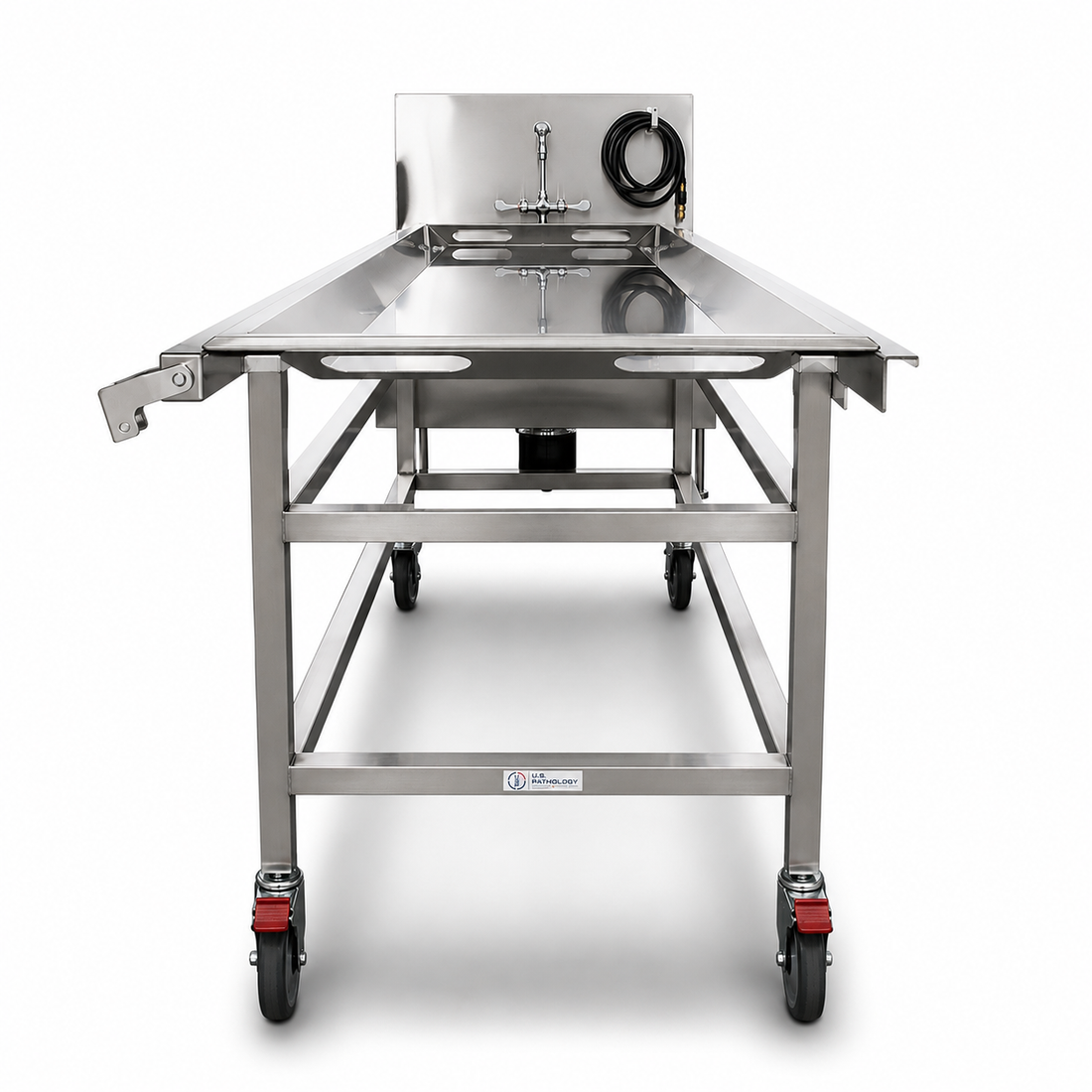 Cadaver Carrier with Rollers — Stainless Steel Autopsy Transfer Cart