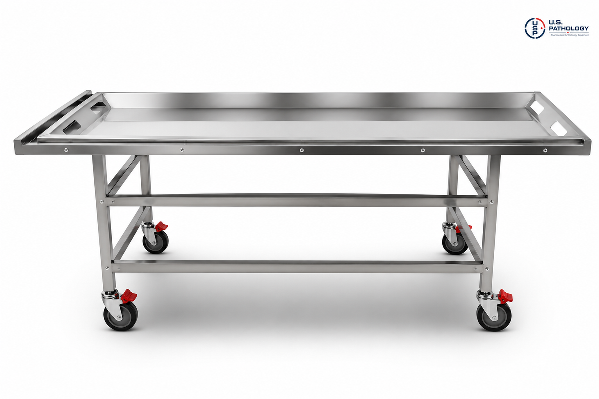 Autopsy Transfer Cart with Roller Deck | U.S. Pathology Equipment