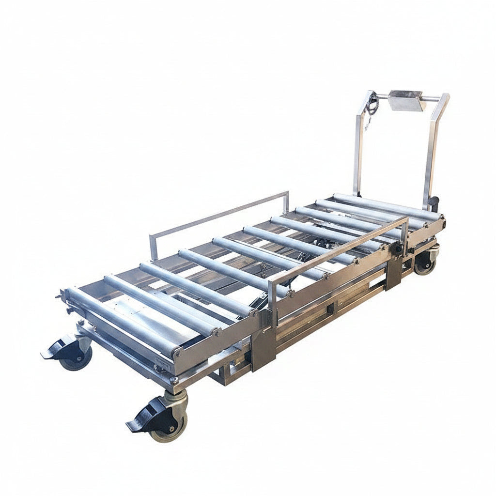 Cadaver Lift Trolley – Stainless Mortuary Lift Cart - body tray transfer