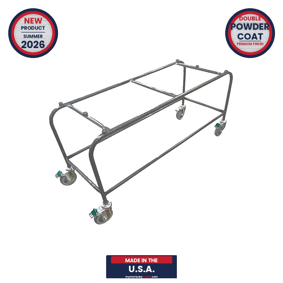 Casket Trolley | Funeral Home Utility Cart | Economy Mortuary Casket Stand | Dark Gray Powder Coat | Value Priced Made in USA