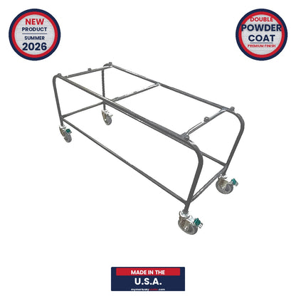 
Funeral Home Casket Cart | Rolling Mortuary Utility Trolley | Prep Room Casket Stand | Economy Value Buy | Dark Gray Powder Coat USA Made