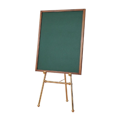 Large celebration of life magnetic display board with green background on a brass easel