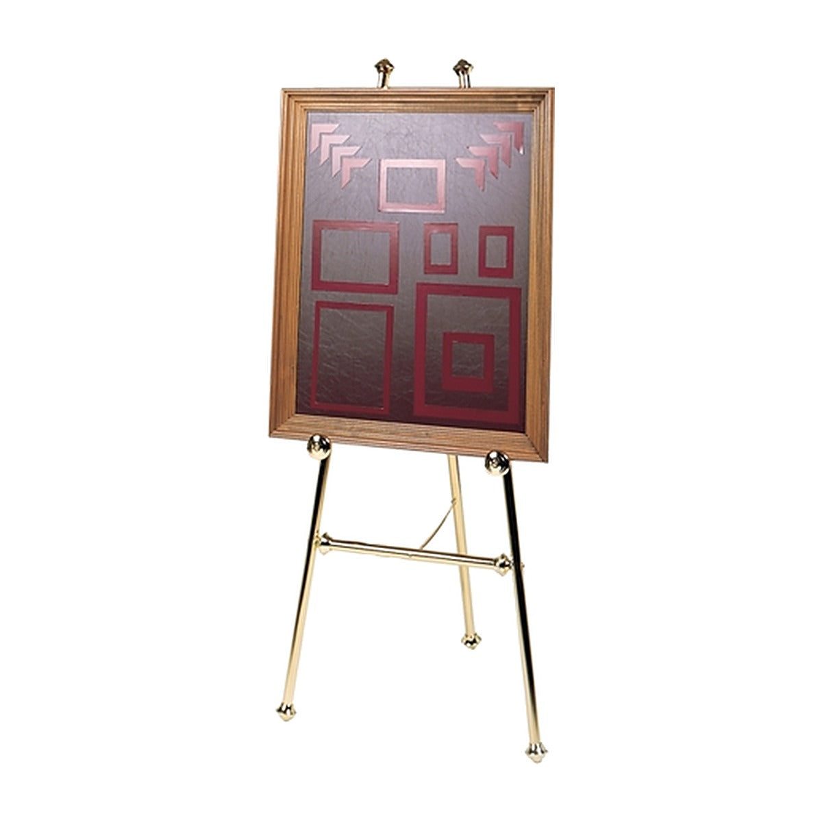 Small celebration of life magnetic photo display board on a brass easel