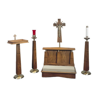 Chesapeake Devotional Set in English oak with antique brass by American Mortuary Equipment