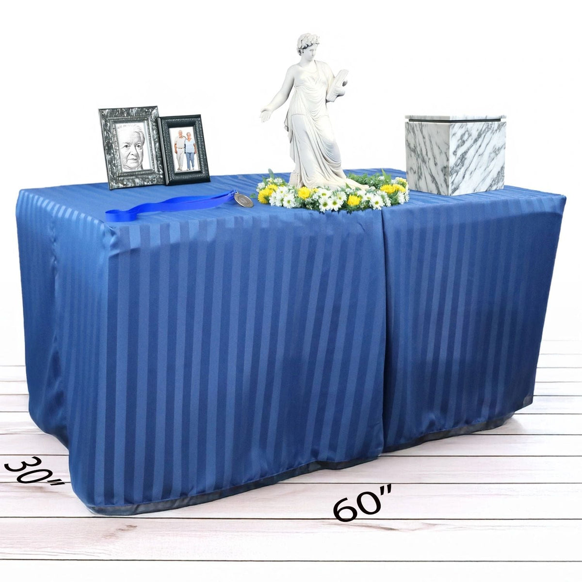 Cobalt Satin Stripe Presentation Table - Plus