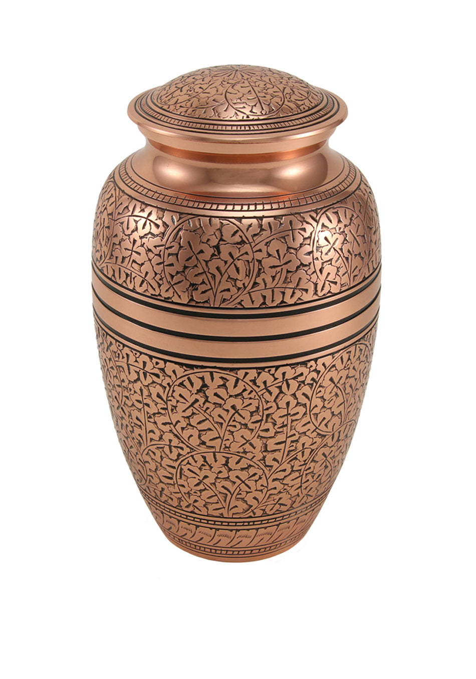 Copper Oak Leaf Brass Full Size Cremation Urn, Full Size (Adult), 10.4 x 6.1 x 6.1 in