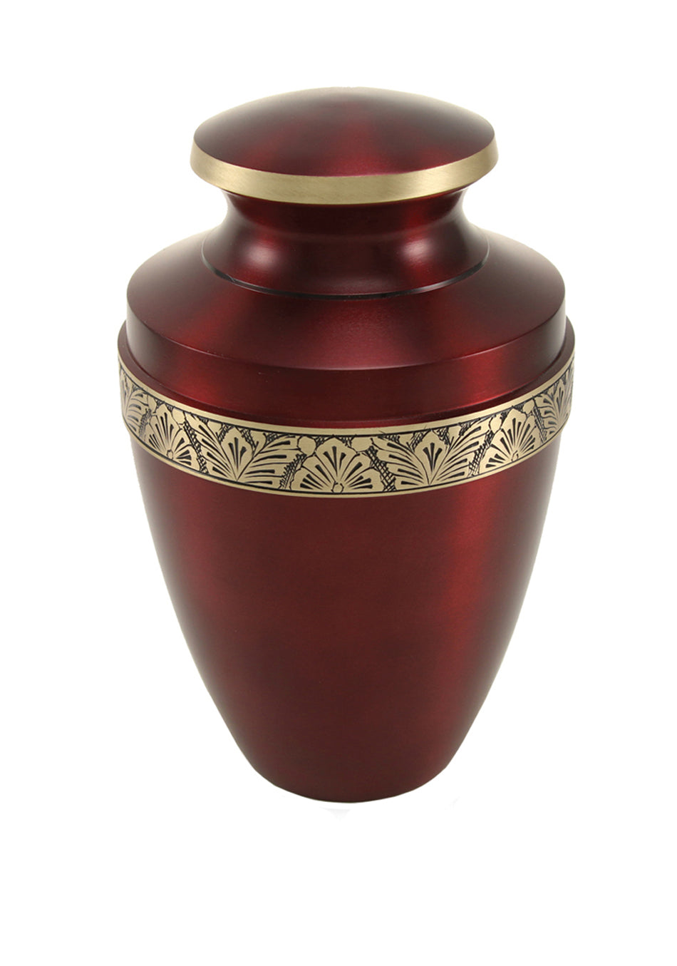 Crimson Banded Brass Full Size Cremation Urn, Full Size (Adult), 10.6 x 6.6 x 6.6 in