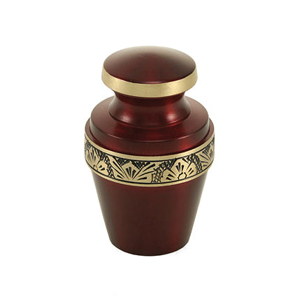 Crimson Banded Brass Mini Keepsake Urn