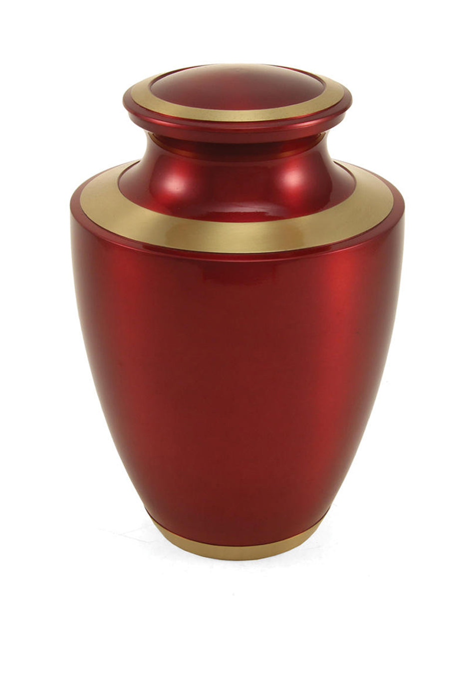 Crimson High Gloss Brass Full Size Cremation Urn, Full Size (Adult), 10 x 6.8 x 6.8 in