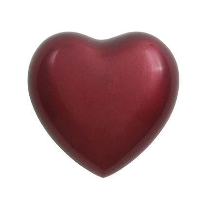 Crimson High Gloss Brass Heart Keepsake Urn, Heart Keepsake, 2.7 x 2.9 x 1.6 in