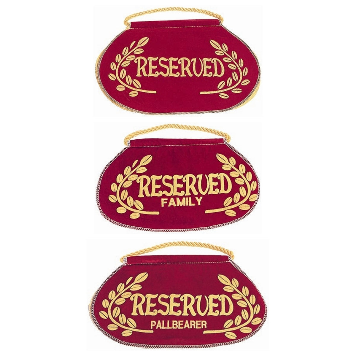 Deluxe Reserved Seat Signs with Reserved, Reserved Family and Reserved Pallbearer wording