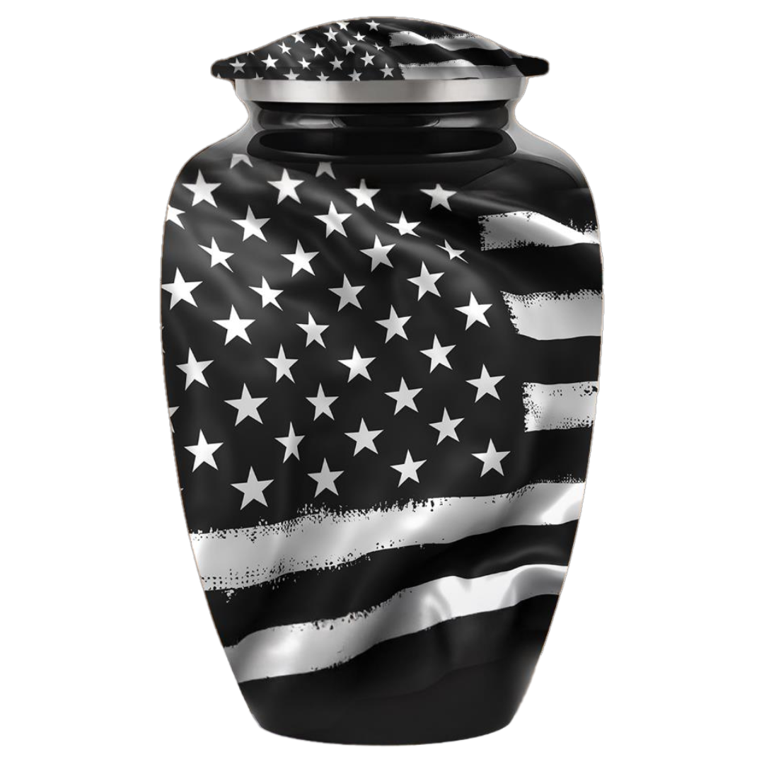 American Flag Black & White Designer Urn — ISU-RJ-0105