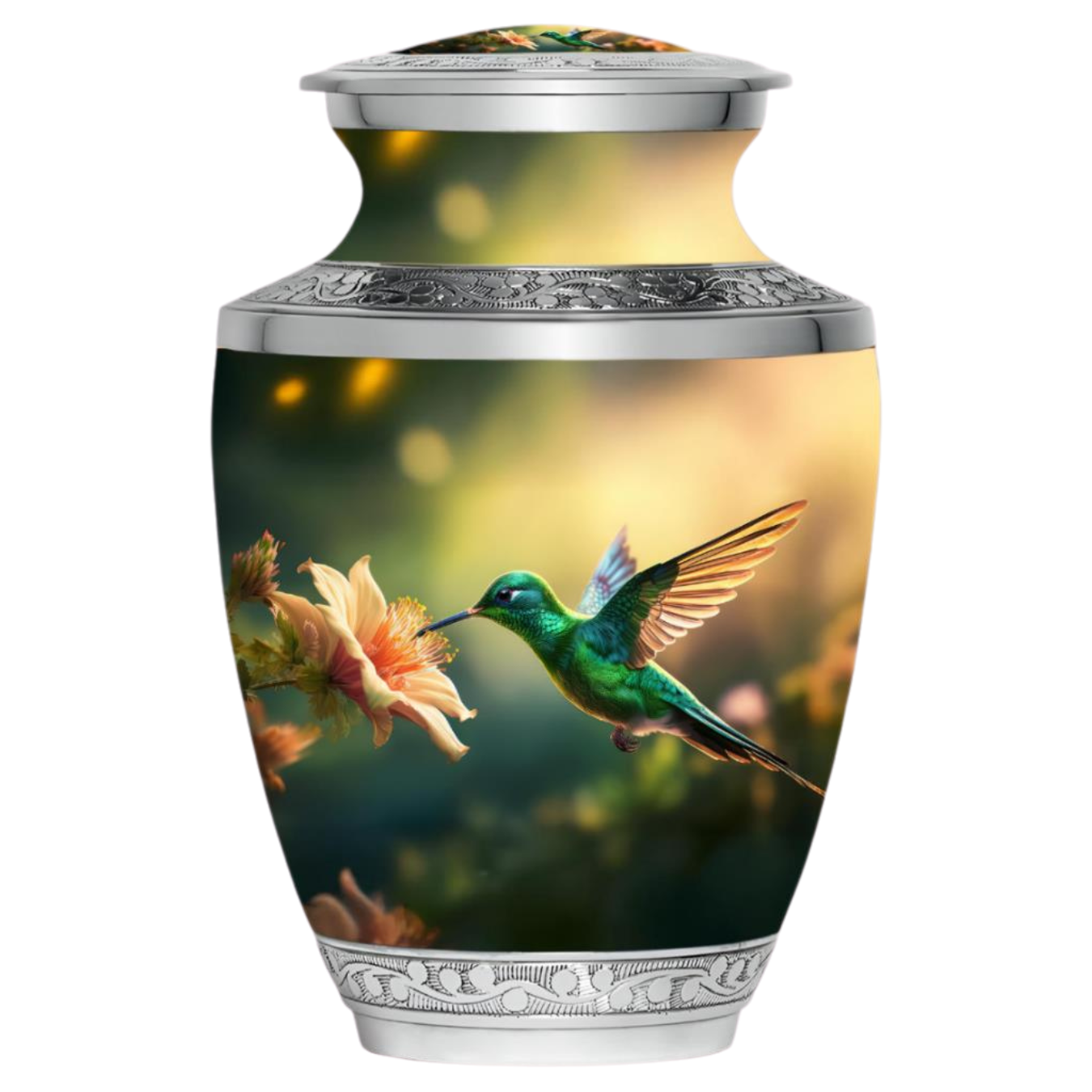 Hummingbird Green Designer Urn — ISU-RJ-0119