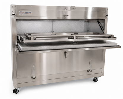 2-body bariatric vault-style morgue cooler, stainless individual-chamber refrigeration