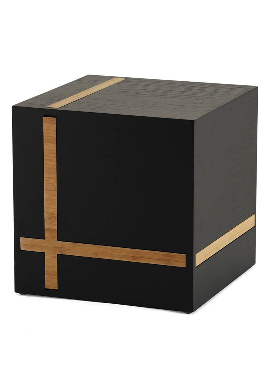 Ebony Box with Bamboo Inlay Full Size Cremation Urn, Full Size (Adult), 10.5 x 12.25 x 11.75 in