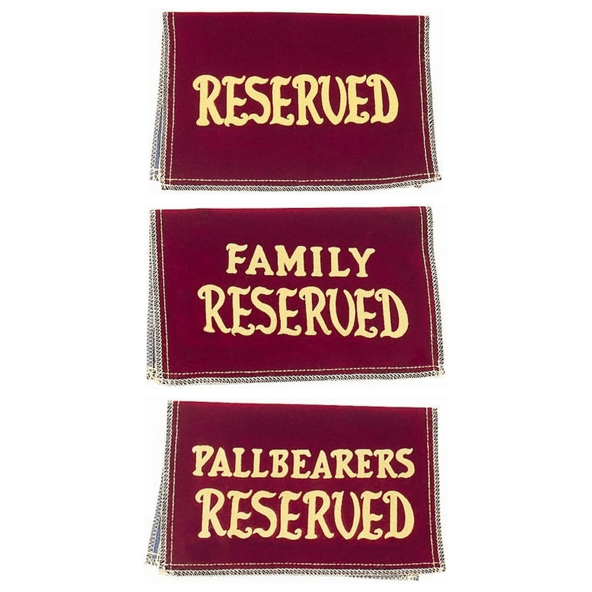 Economy Reserved Seat Signs with Reserved, Reserved Family and Reserved Pallbearer wording