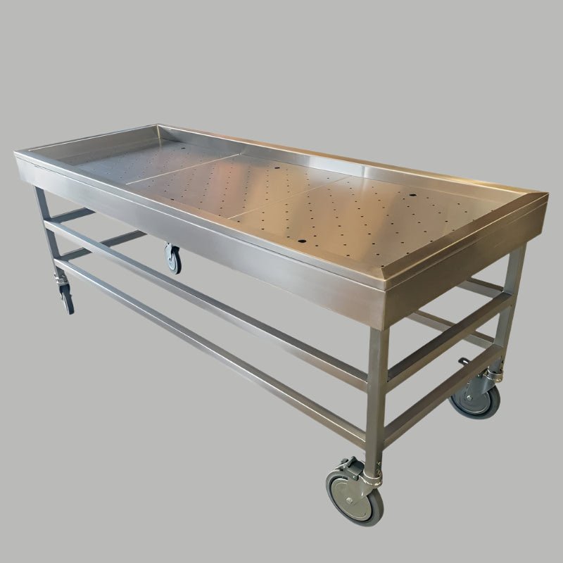 Embalming & Wash Table with Perforated Top – 1038 - PT - American Mortuary Coolers & Equipments