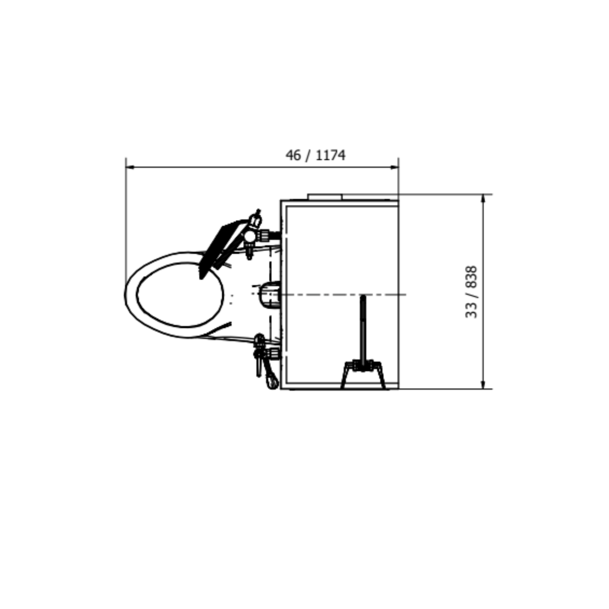 THE 1036-9FS EMBALMING STATION'S INTEGRATED HYDRO ASPIRATOR AND MOUNTED FAUCET, SHOWCASING ITS EFFICIENT DESIGN.