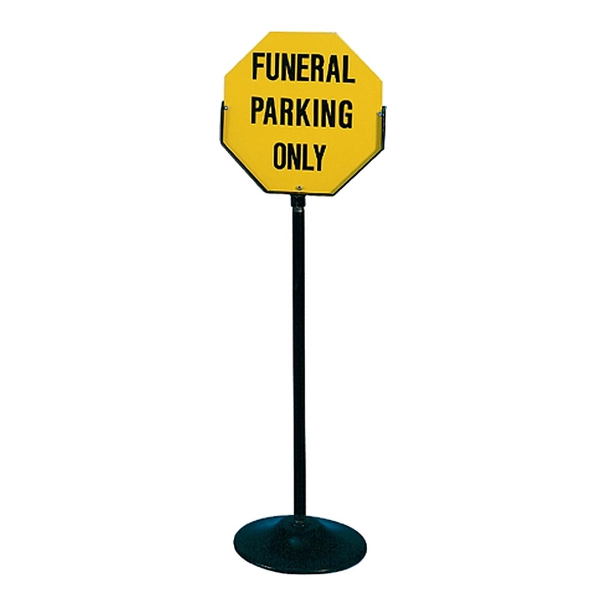 Funeral Parking Only portable sidewalk sign, 18-inch steel octagon on stand