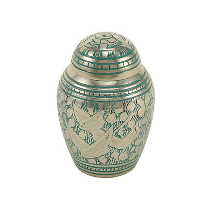 Green Flying Doves Brass Mini Keepsake Urn