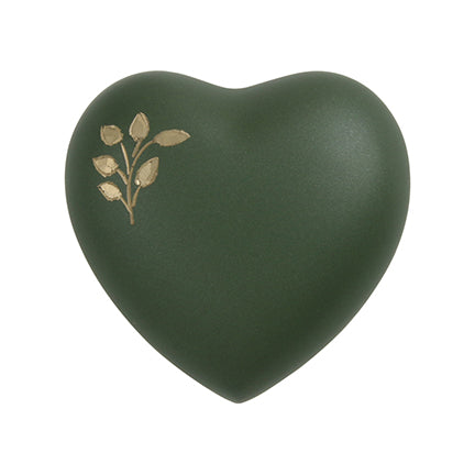 Green Tree of Life Brass Heart Keepsake Urn, Heart Keepsake, 2.7 x 2.9 x 1.6 in