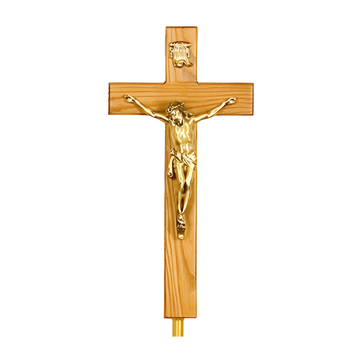 Heartland Crucifix on Stand in solid oak in a prairie style by American Mortuary Equipment