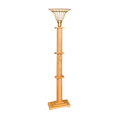 Heartland Torchiere Lamp in solid oak in a prairie style by American Mortuary Equipment