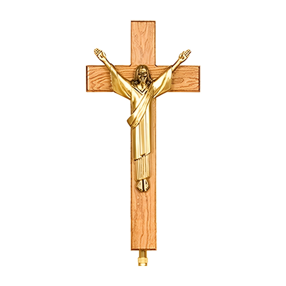 Heartland Risen Christ Crucifix in solid oak in a prairie style by American Mortuary Equipment