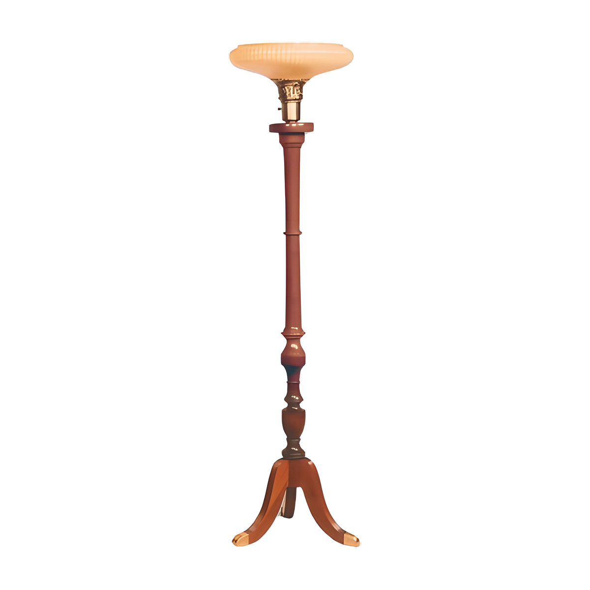 Heritage Torchiere Lamp in solid cherry with carved posts by American Mortuary Equipment