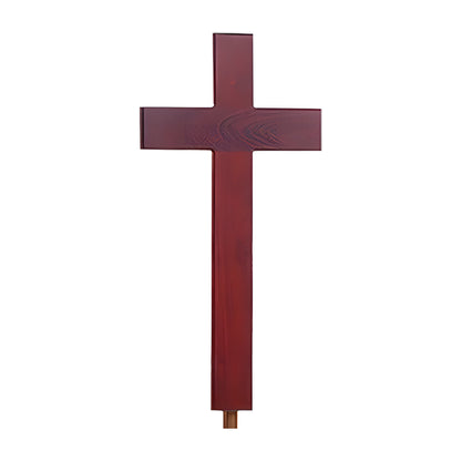 Heritage Plain Cross on Stand in solid cherry with carved posts by American Mortuary Equipment