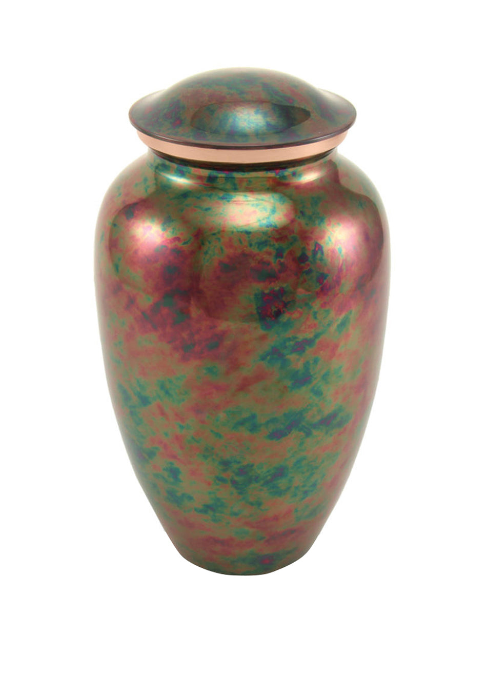 Iridescent Rainbow Brass Full Size Cremation Urn, Full Size (Adult), 10.6 x 6 x 6 in