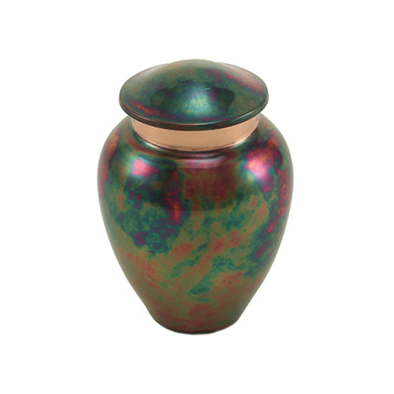 Iridescent Rainbow Brass Mini Keepsake Urn, Mini Keepsake, 3.3 x 2.3 x 2.3 in