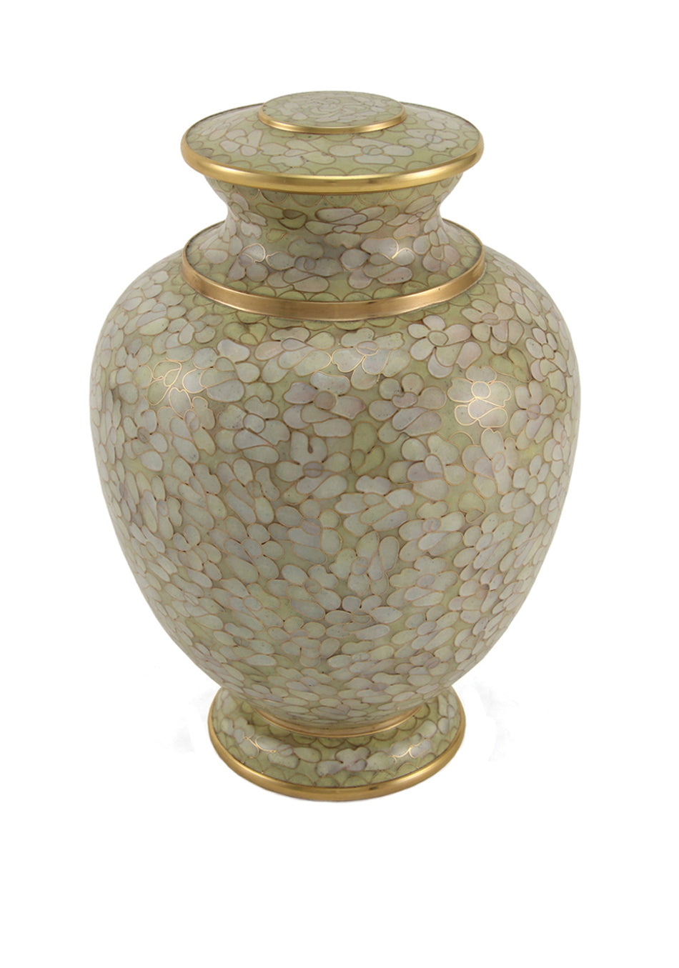 Ivory Floral Cloisonné Full Size Cremation Urn, Full Size (Adult), 10 x 7.25 x 7.25 in