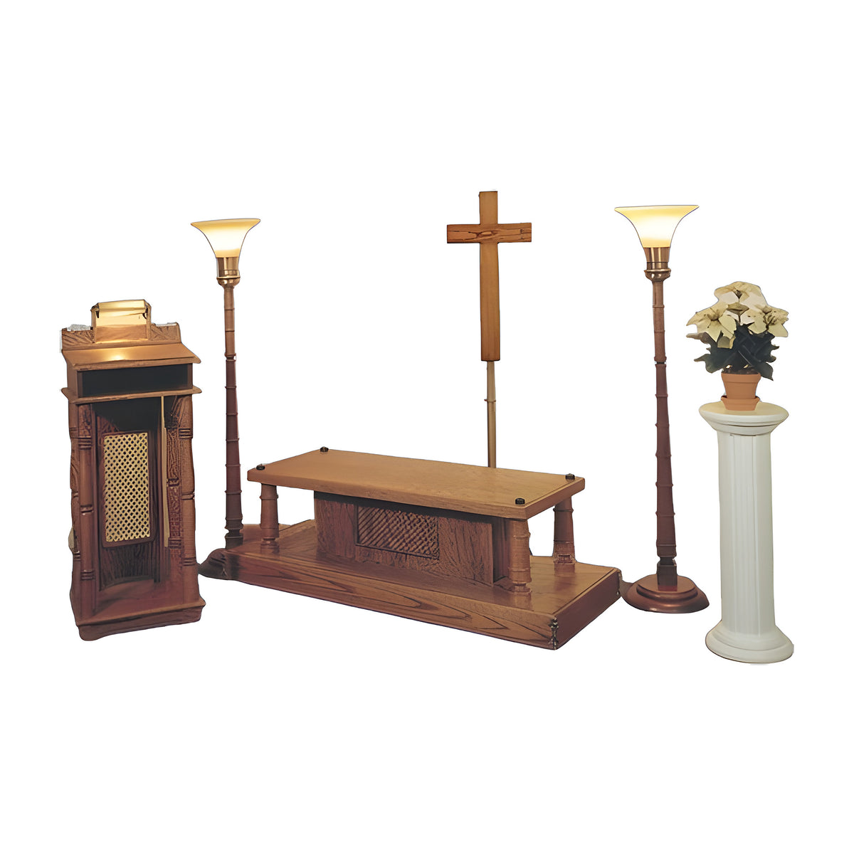 Lakeshore Chapel Set in solid English oak by American Mortuary Equipment