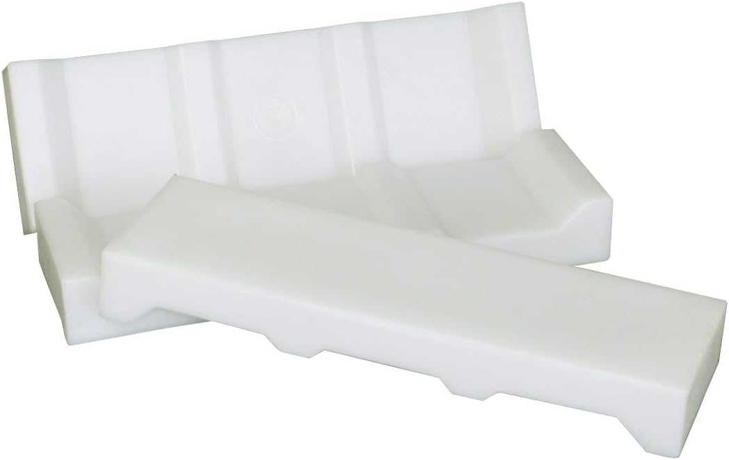 Three chemically resistant plastic mortuary positioners used to elevate bodies for efficient fluid runoff during preparation.
