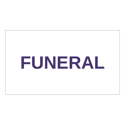 Lead car flag banner: Funeral – Purple on White