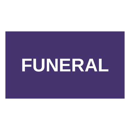Lead car flag banner: Funeral – White on Purple